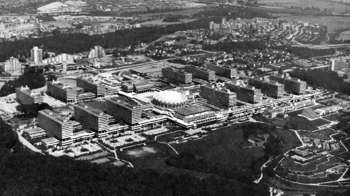 Ruhr-Universität Bochum (1962–84), by HPP et al. Aerial view, 1974